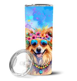 Pomeranian Hippie Dawg Stainless Steel Skinny Tumbler Vacuum Double Walled Reusable Insulated Tumbler Travel Cup for Coffee Cocktails Gift with L