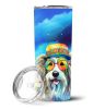 Bearded Collie Hippie Dawg Stainless Steel Skinny Tumbler Vacuum Double Walled Reusable Insulated Tumbler Travel Cup for Coffee Cocktails Gift with Li