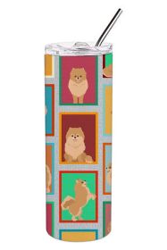 Lots of Orange Pomeranian Stainless Steel Skinny Tumbler Vacuum Double Walled Reusable Insulated Tumbler Travel Cup for Coffee Cocktails Gift wit