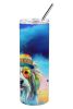 Bearded Collie Hippie Dawg Stainless Steel Skinny Tumbler Vacuum Double Walled Reusable Insulated Tumbler Travel Cup for Coffee Cocktails Gift with Li