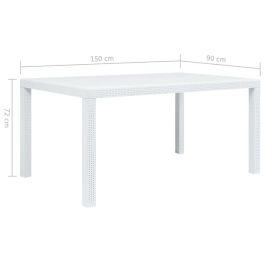 vidaXL Patio Table White 59"x35.4"x28.3" Plastic Rattan Look (Option: as picture)