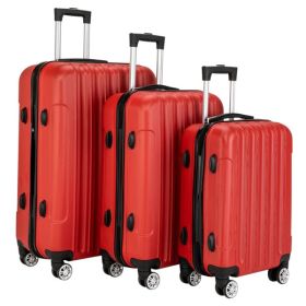 Vertical Pattern Three In One Handle Universal Wheel Pull Rod Box (Color: Red)