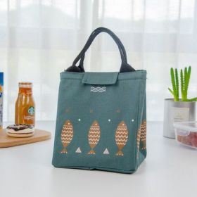 Outdoor insulated picnic student mini handbag (Color: Green)