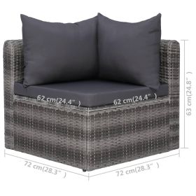 vidaXL 6 Piece Patio Sofa Set with Cushions & Pillows Poly Rattan Gray (Option: as picture)