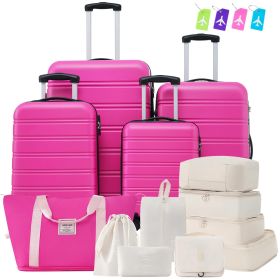 Hardshell Suitcase Set Of 4 Pieces, Light 16 Inches, 20 Inches, 24 Inches, 28 Inches, Luggage Case. (Option: Rose Red)