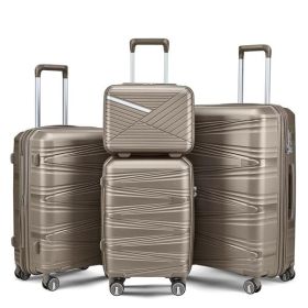 4-piece Suitcase Set (Color: Brown)