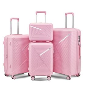 Luggage Set 4-piece Set (Color: Pink)
