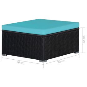vidaXL 9 Piece Patio Lounge Set with Cushions Poly Rattan Blue (Option: as picture)