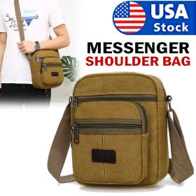 Crossbody Bag Canvas Bags Casual Shoulder Satchel Handbag Pouch Messenger Unisex (Option: Khaki-Shoulder Bag)